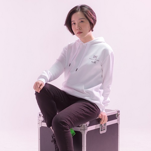 長袖帽T-經典白(黑logo)