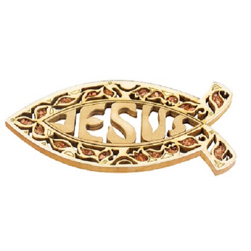 鑲嵌魚型掛飾_JESUS紅色