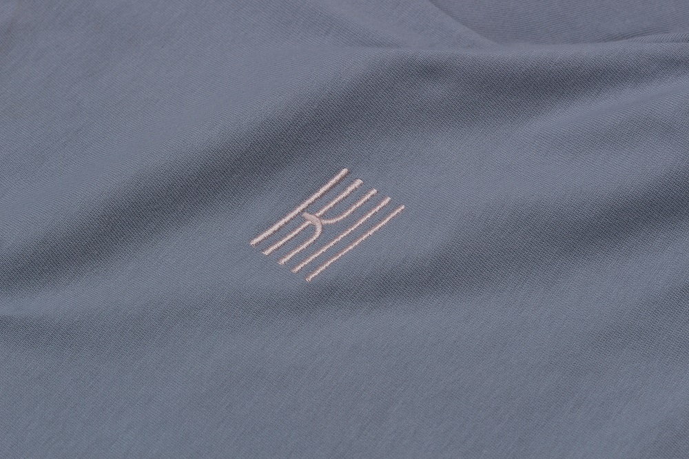 厚磅刺繡短T-清水藍