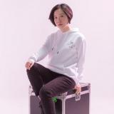 長袖帽T-經典白(黑logo)