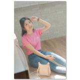 天韻刺繡T恤-蜜桃紅